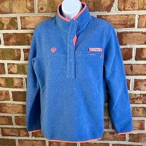 Washington and Lee W&L Columbia Blue and Coral Fleece snap up Hoodie w/pocket M